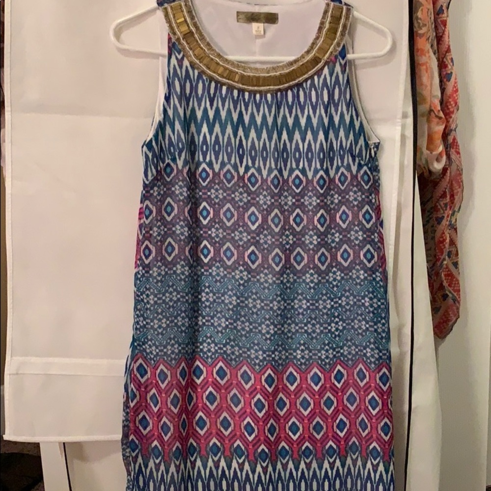 Gold Embellished Shift Dress